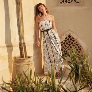 Botanical Halter Maxi Dress – Black & White Floral Print Resort Style